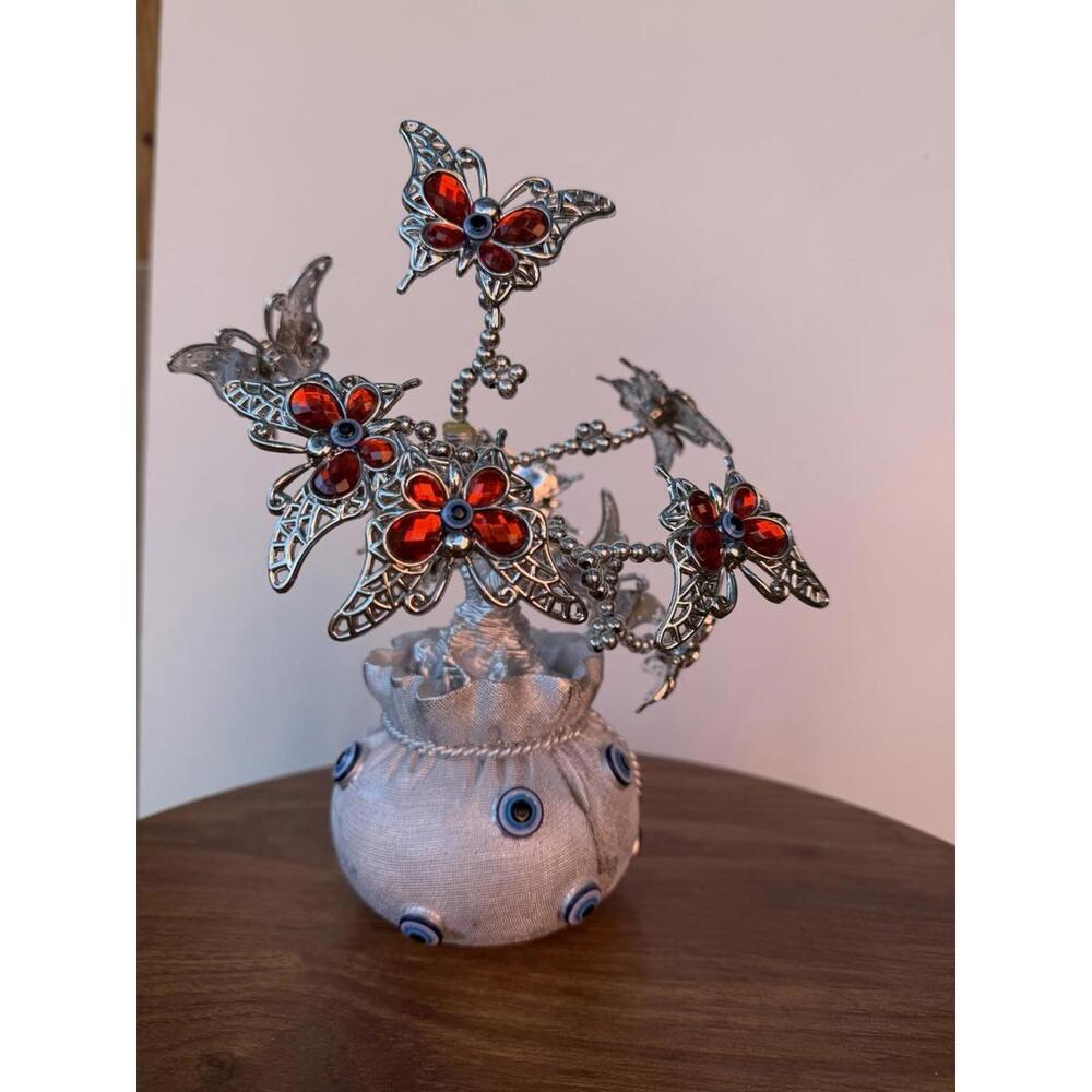 Árbol Decorativo Mariposas Ojo Turco Rojo Amuleto Protección Nazar